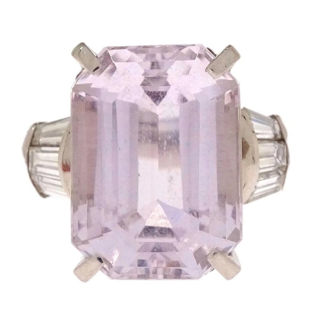 Ring Pt900 Silver Pink Sapphire Diamond #52 145044